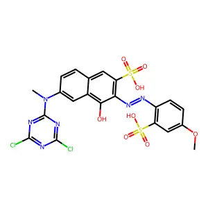 6-((4,6-Dichloro-1,3,5-triazin-2-yl)methylamino)-4-hydroxy-3-((4-methoxy-2-sulphophenyl)azo)naphthalene-2-sulphonic acid structure