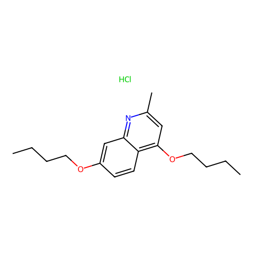 Quinaldine, 4,7-dibutoxy-, hydrochloride structure