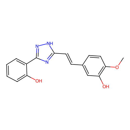 5-{(E)-2-[5-(2-hydroxyphenyl)-1H-1,2,4-triazol-3-yl]ethenyl}-2-methoxyphenol structure