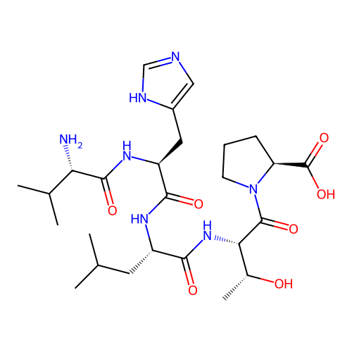 H-Val-his-leu-thr-pro-OH structure