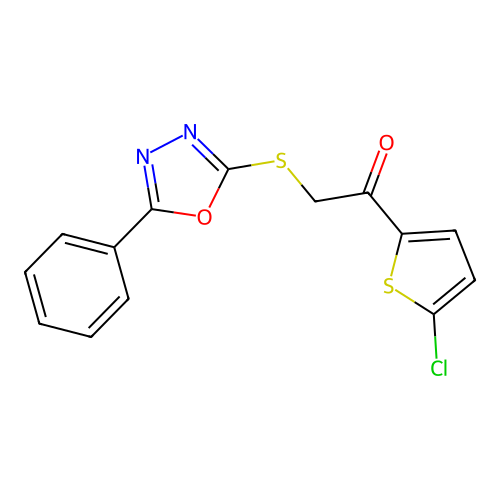 1-(5-Chlorothiophen-2-yl)-2-((5-phenyl-1,3,4-oxadiazol-2-yl)thio)ethanone structure