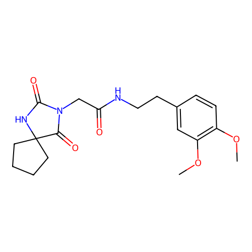 N-(3,4-dimethoxyphenethyl)-2-(2,4-dioxo-1,3-diazaspiro[4.4]nonan-3-yl)acetamide structure