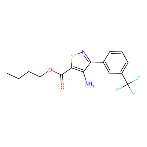 Butyl 4-amino-3-(3-(trifluoromethyl)phenyl)isothiazole-5-carboxylate structure