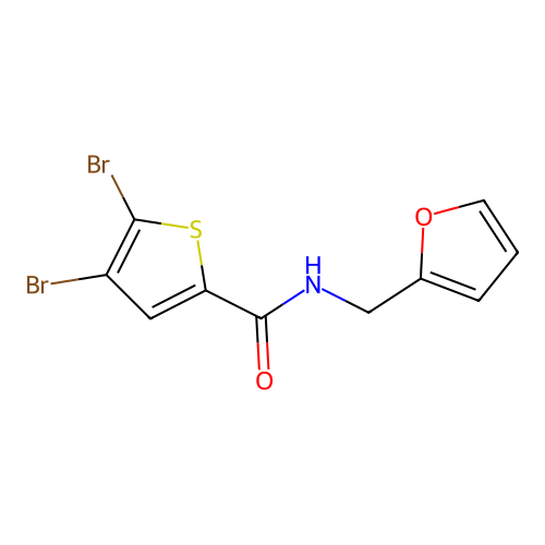 4,5-dibromo-N-(furan-2-ylmethyl)thiophene-2-carboxamide structure