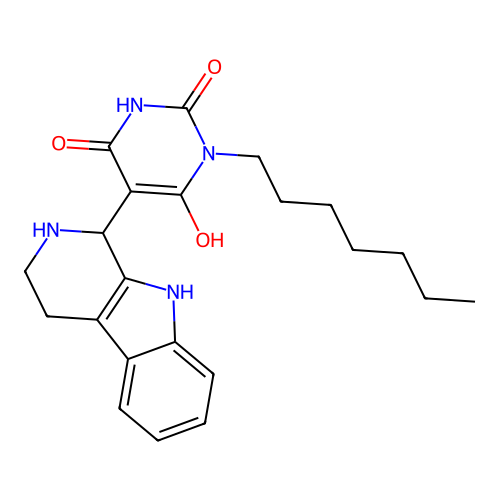 1-heptyl-6-hydroxy-5-(2,3,4,9-tetrahydro-1H-pyrido[3,4-b]indol-1-yl)pyrimidine-2,4(1H,3H)-dione structure