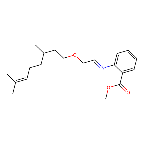 Methyl 2-((2-((3,7-dimethyl-6-octen-1-yl)oxy)ethylidene)amino)benzoate structure