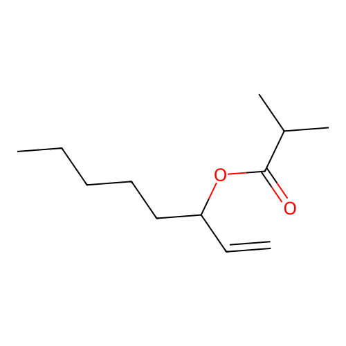 Propanoic acid, 2-methyl-, 1-ethenylhexyl ester structure