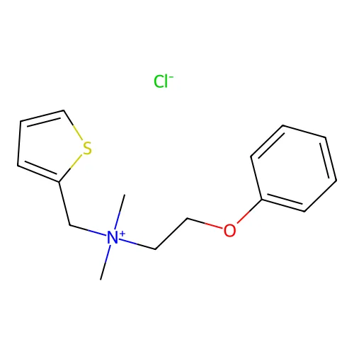 二甲基(2-苯氧基乙基)(2-噻吩基甲基)铵氯化物 structure