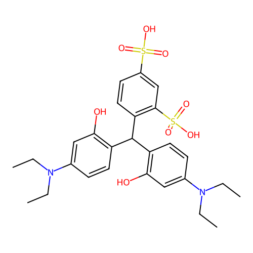 4-(Bis(4-(diethylamino)-2-hydroxyphenyl)methyl)benzene-1,3-disulphonic acid structure