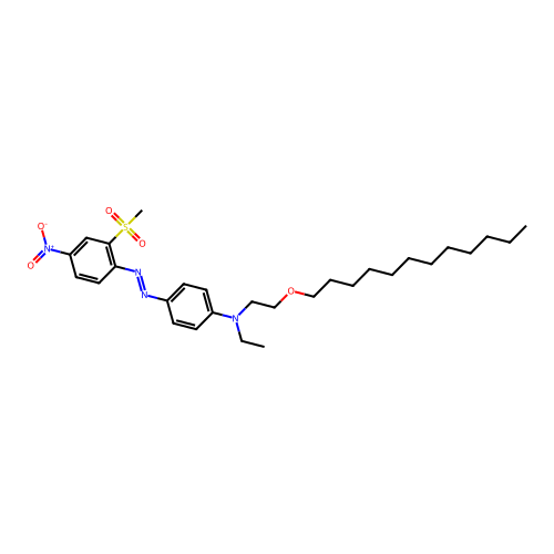 N-(2-(Dodecyloxy)ethyl)-N-ethyl-4-((2-mesyl-4-nitrophenyl)azo)aniline structure