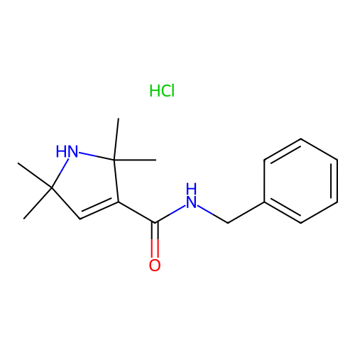 1H-Pyrrole-3-carboxamide, 2,5-dihydro-N-(phenylmethyl)-2,2,5,5-tetramethyl-, monohydrochloride structure