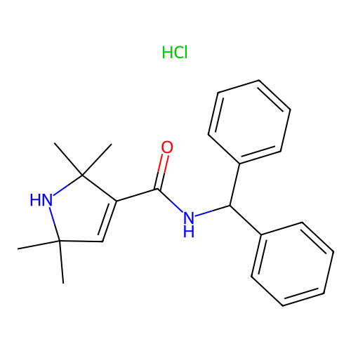 1H-Pyrrole-3-carboxamide, 2,5-dihydro-N-(diphenylmethyl)-2,2,5,5-tetramethyl-, monohydrochloride structure