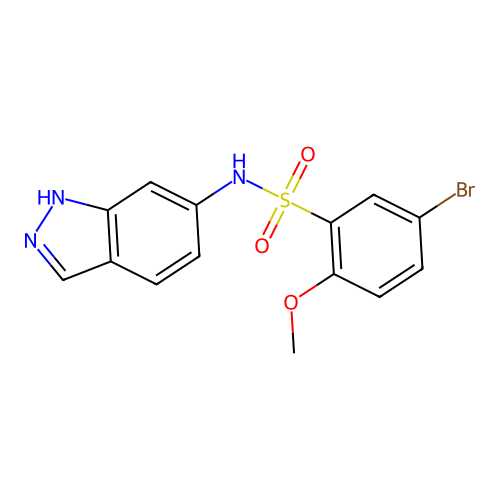 1H-indazol-6-yl[(5-bromo-2-methoxyphenyl)sulfonyl]amine structure