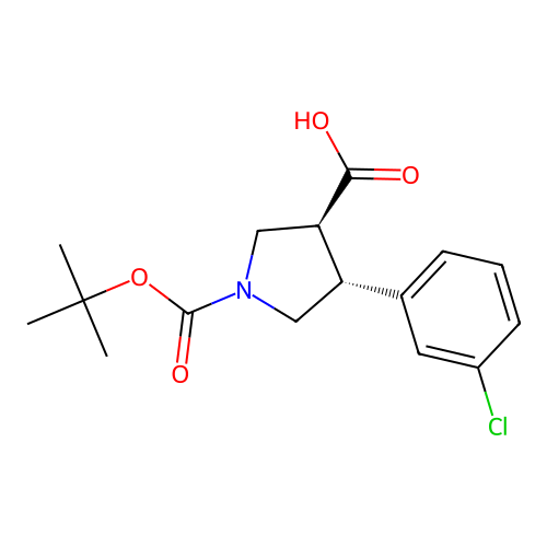 Trans-1-Boc-4-(3-chlorophenyl)pyrrolidine-3-carboxylic acid structure