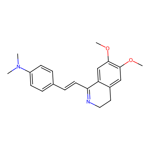 4-[2-(6,7-dimethoxy-3,4-dihydroisoquinolin-1-yl)ethenyl]-N,N-dimethylaniline structure