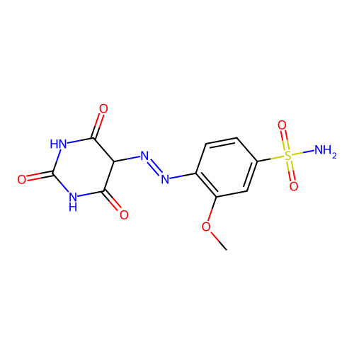 4-((Hexahydro-2,4,6-trioxo-5-pyrimidinyl)azo)-3-methoxybenzenesulphonamide structure