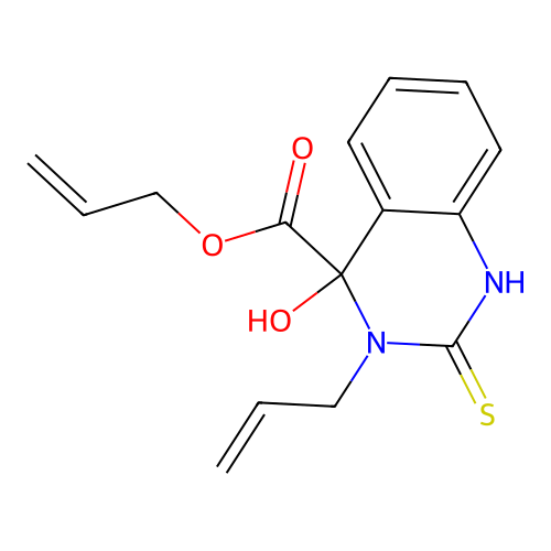 prop-2-enyl 4-hydroxy-3-prop-2-enyl-2-sulfanylidene-1H-quinazoline-4-carboxylate structure