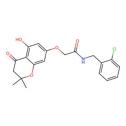 N-(2-chlorobenzyl)-2-((5-hydroxy-2,2-dimethyl-4-oxochroman-7-yl)oxy)acetamide structure