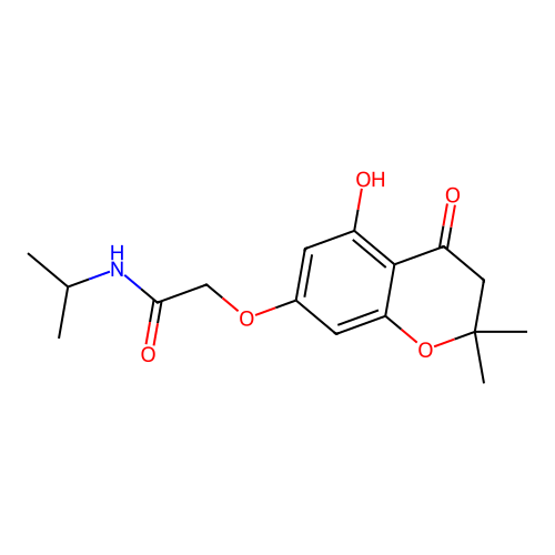 2-((5-hydroxy-2,2-dimethyl-4-oxochroman-7-yl)oxy)-N-isopropylacetamide structure
