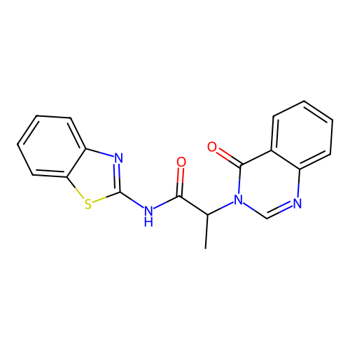 N-(1,3-benzothiazol-2-yl)-2-(4-oxoquinazolin-3-yl)propanamide structure