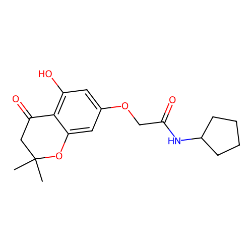 N-cyclopentyl-2-((5-hydroxy-2,2-dimethyl-4-oxochroman-7-yl)oxy)acetamide structure