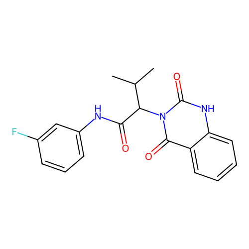 2-(2,4-dioxo-1H-quinazolin-3-yl)-N-(3-fluorophenyl)-3-methylbutanamide structure