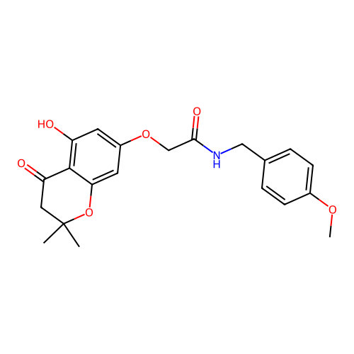 2-[(5-hydroxy-2,2-dimethyl-4-oxo-3H-chromen-7-yl)oxy]-N-[(4-methoxyphenyl)methyl]acetamide structure