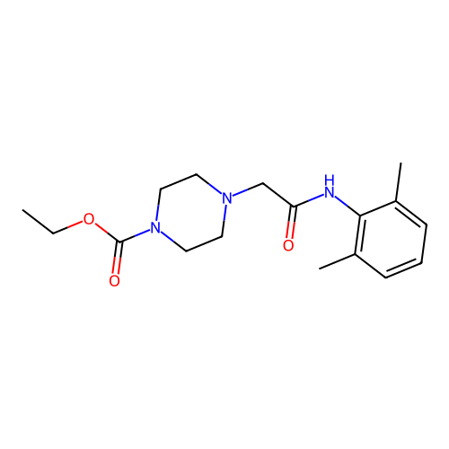 Ethyl 4-[2-(2,6-dimethylanilino)-2-oxoethyl]piperazine-1-carboxylate structure