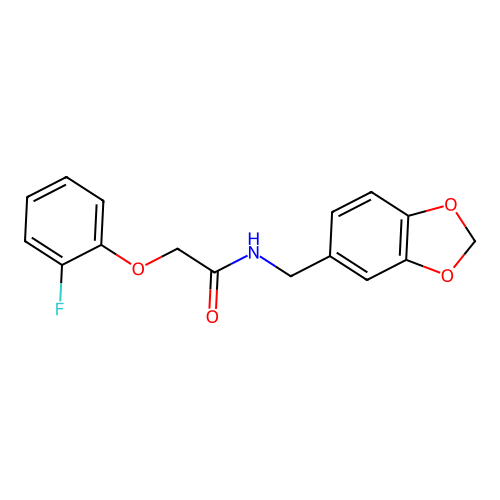 N-(1,3-benzodioxol-5-ylmethyl)-2-(2-fluorophenoxy)acetamide structure