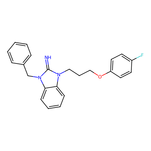 1-Benzyl-3-[3-(4-fluorophenoxy)propyl]benzimidazol-2-imine structure