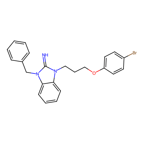 1-Benzyl-3-[3-(4-bromophenoxy)propyl]benzimidazol-2-imine structure