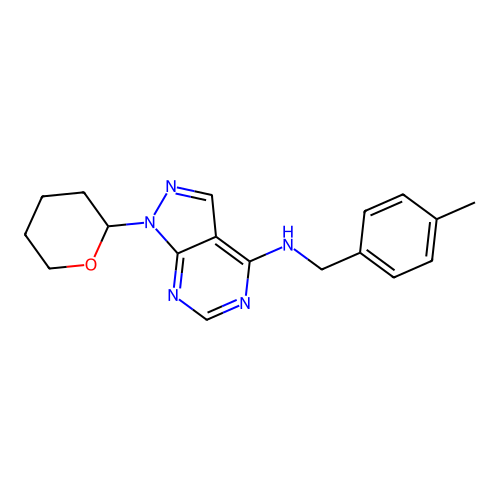 N-[(4-methylphenyl)methyl]-1-(oxan-2-yl)pyrazolo[3,4-d]pyrimidin-4-amine structure