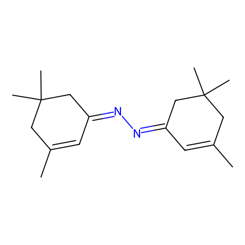 bis(3,5,5-trimethylcyclohex-2-en-1-ylidene)hydrazine structure
