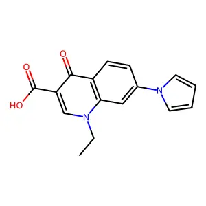 3-Quinolinecarboxylic acid, 1,4-dihydro-1-ethyl-4-oxo-7-(1H-pyrrol-1-yl)- structure