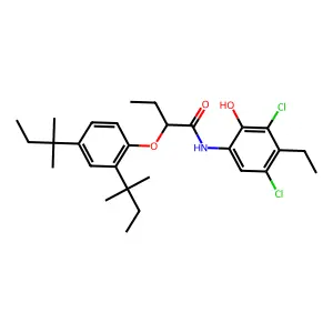 2-[2,4-bis(2-methylbutan-2-yl)phenoxy]-N-(3,5-dichloro-4-ethyl-2-hydroxyphenyl)butanamide structure