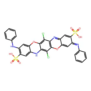 6,13-Dichloro-3,10-bis(phenylamino)triphenodioxazine-2,9-disulphonic acid structure