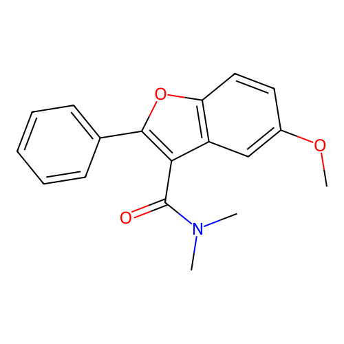 5-methoxy-N,N-dimethyl-2-phenyl-1-benzofuran-3-carboxamide structure
