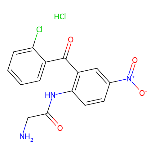 2-Amino-N-[2-(2-chlorobenzoyl)-4-nitrophenyl]acetamide monohydrochloride structure