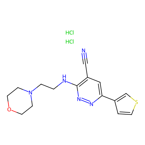 4-Pyridazinecarbonitrile, 3-((2-(4-morpholinyl)ethyl)amino)-6-(3-thienyl)-, dihydrochloride structure