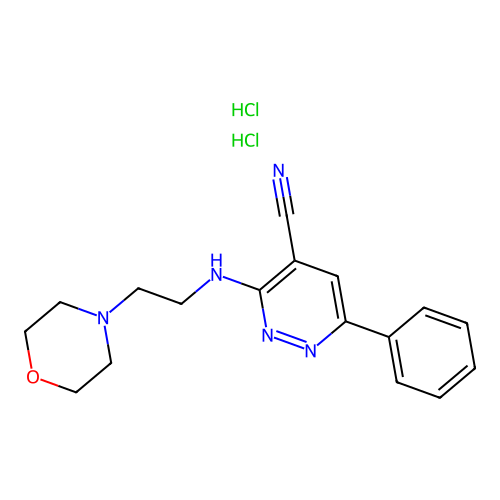 4-Pyridazinecarbonitrile, 3-((2-(4-morpholinyl)ethyl)amino)-6-phenyl-, dihydrochloride structure