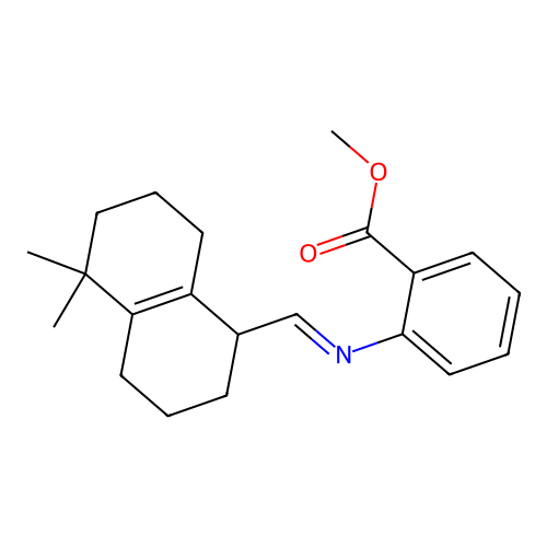 methyl 2-[(5,5-dimethyl-2,3,4,6,7,8-hexahydro-1H-naphthalen-1-yl)methylideneamino]benzoate structure
