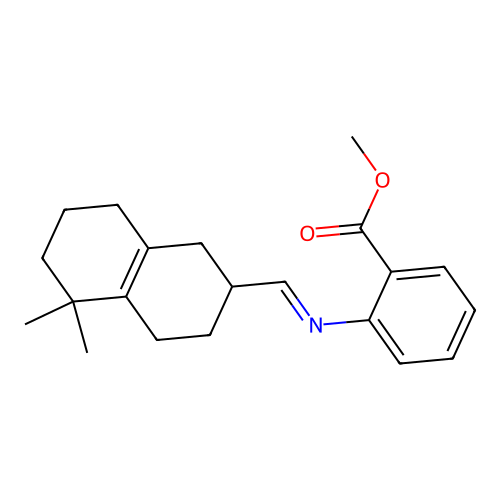 methyl 2-[(5,5-dimethyl-2,3,4,6,7,8-hexahydro-1H-naphthalen-2-yl)methylideneamino]benzoate structure
