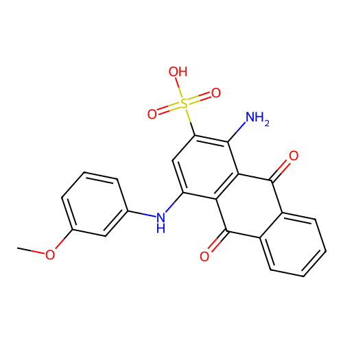 1-Amino-4-m-anisidino-9,10-dihydro-9,10-dioxoanthracene-2-sulphonic acid structure