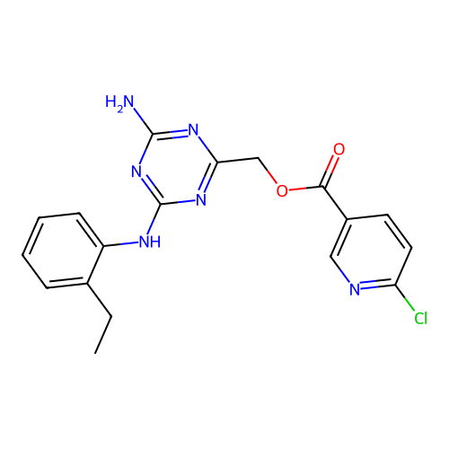 [4-amino-6-(2-ethylanilino)-1,3,5-triazin-2-yl]methyl 6-chloropyridine-3-carboxylate structure