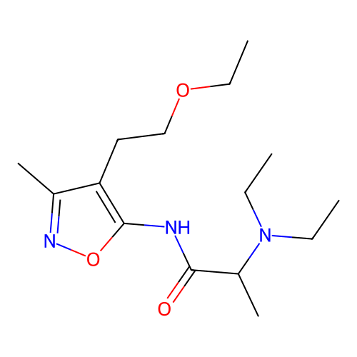 Propionamide, 2-(diethylamino)-N-(4-(2-ethoxyethyl)-3-methyl-5-isoxazolyl)- structure