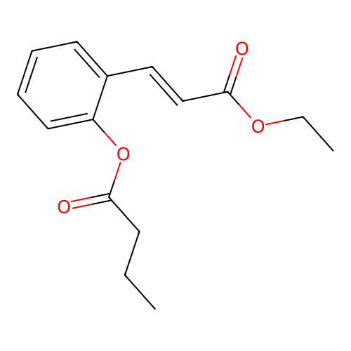 2-(3-Ethoxy-3-oxo-1-propen-1-yl)phenyl butanoate structure