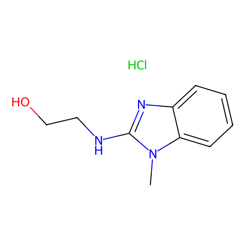 Ethanol, 2-((1-methyl-1H-benzimidazol-2-yl)amino)-, monohydrochloride structure
