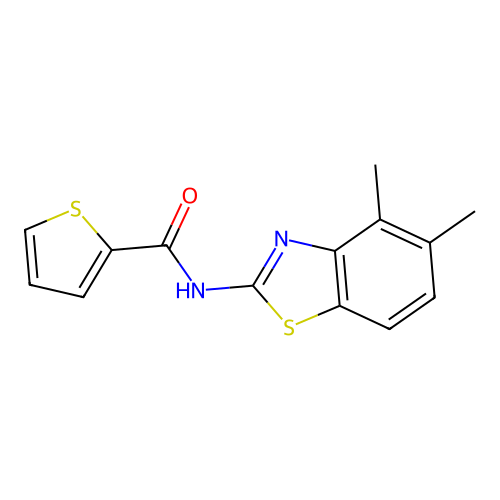 N-(4,5-dimethyl-1,3-benzothiazol-2-yl)thiophene-2-carboxamide structure