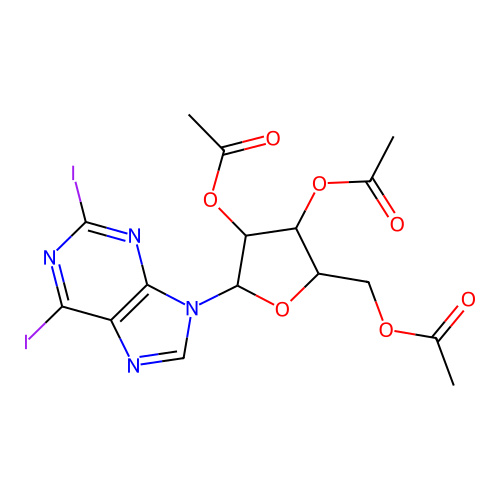 [3,4-Diacetyloxy-5-(2,6-diiodopurin-9-yl)oxolan-2-yl]methyl acetate structure