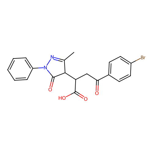 4-(4-bromophenyl)-2-(3-methyl-5-oxo-1-phenyl-4,5-dihydro-1H-pyrazol-4-yl)-4-oxobutanoic acid structure